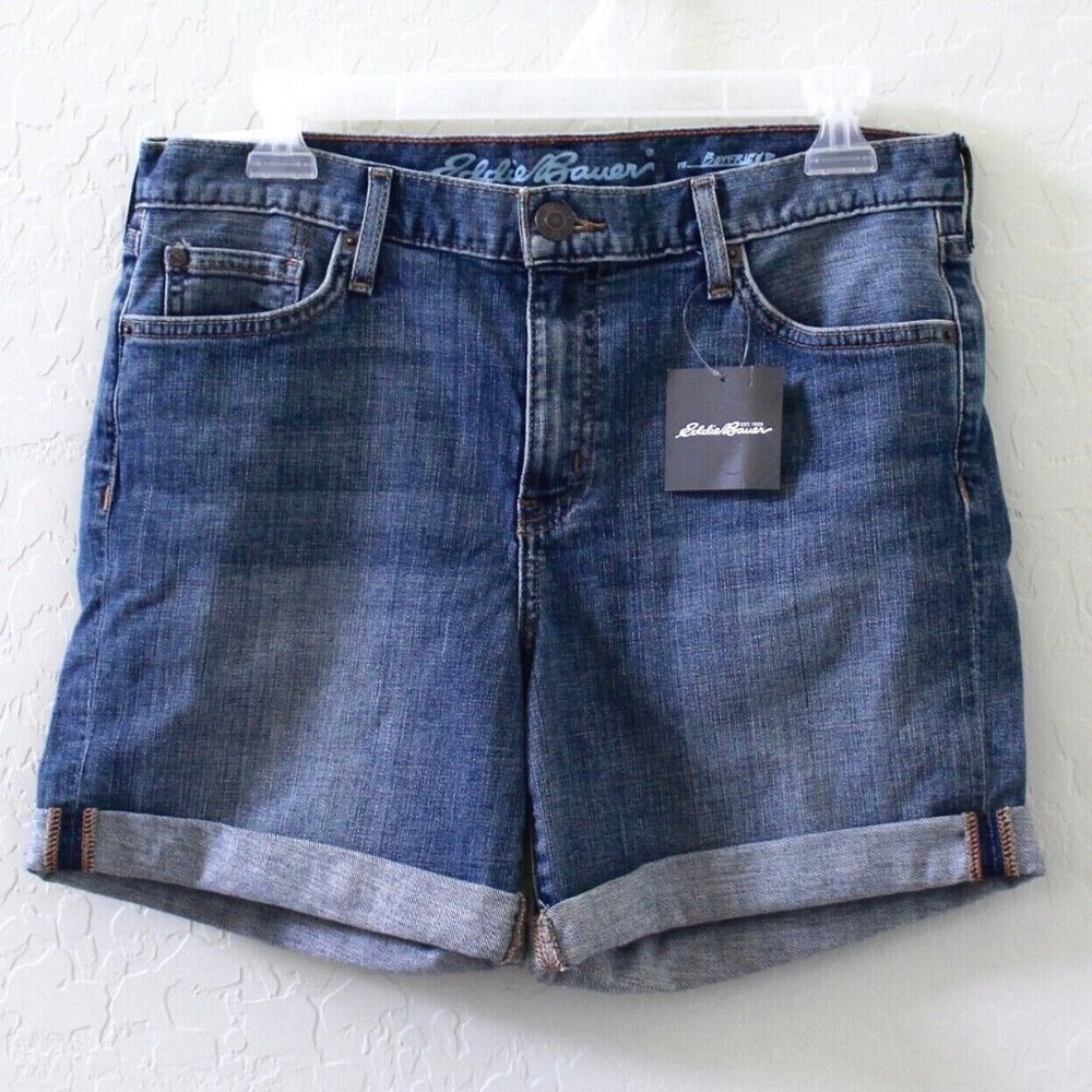 Eddie Bauer Boyfriend Rolled Blue Denim Short Size 4